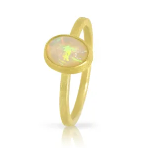 Petra Class Ethiopian Opal Cabochon Gold Stack Ring
