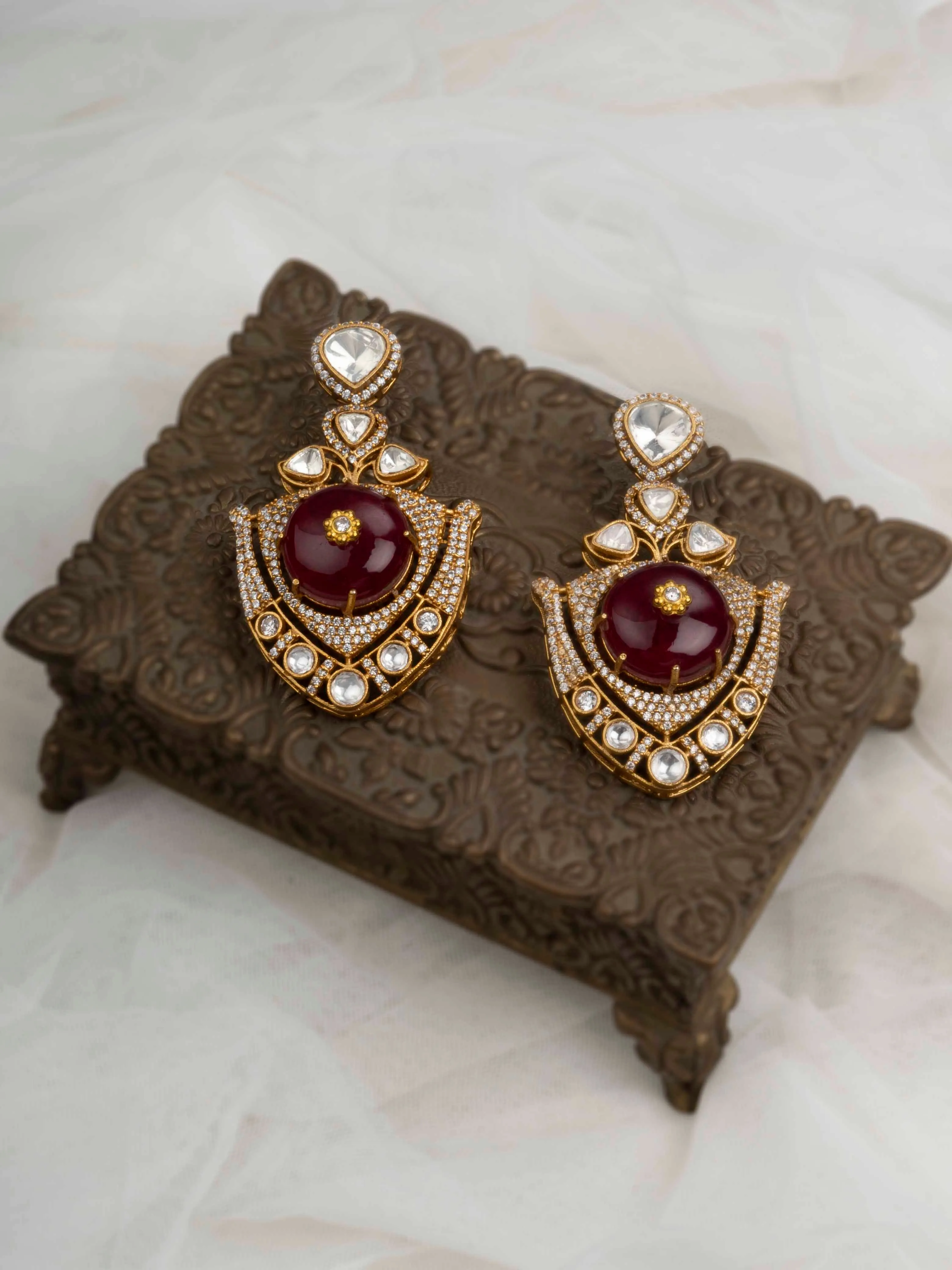 Pink Color Gold Plated Moissanite Earrings - MO-EAR15P