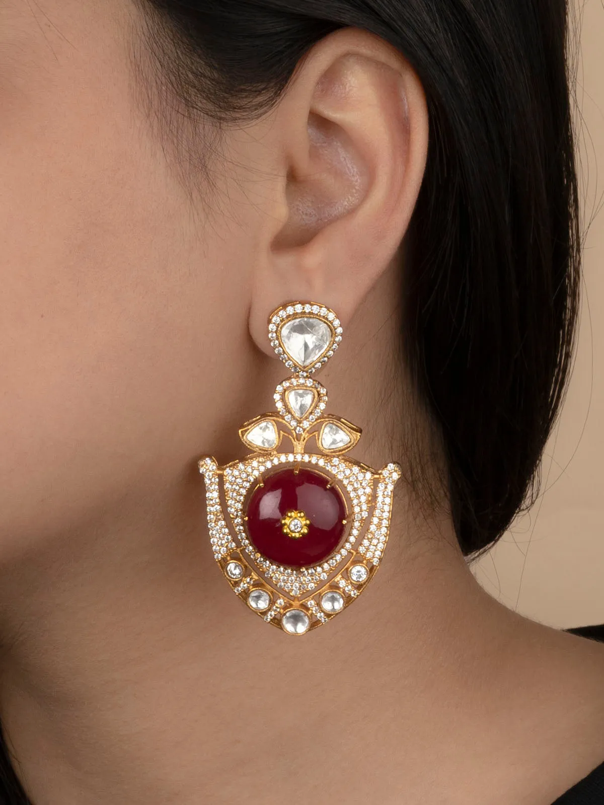 Pink Color Gold Plated Moissanite Earrings - MO-EAR15P