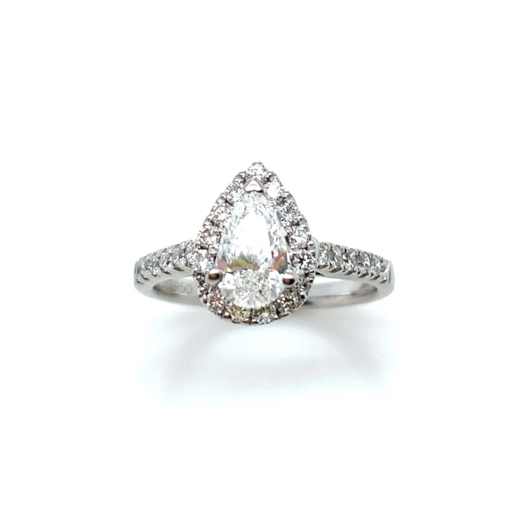 Platinum 0.60ct Pear Brilliant Cut Diamond Halo Ring