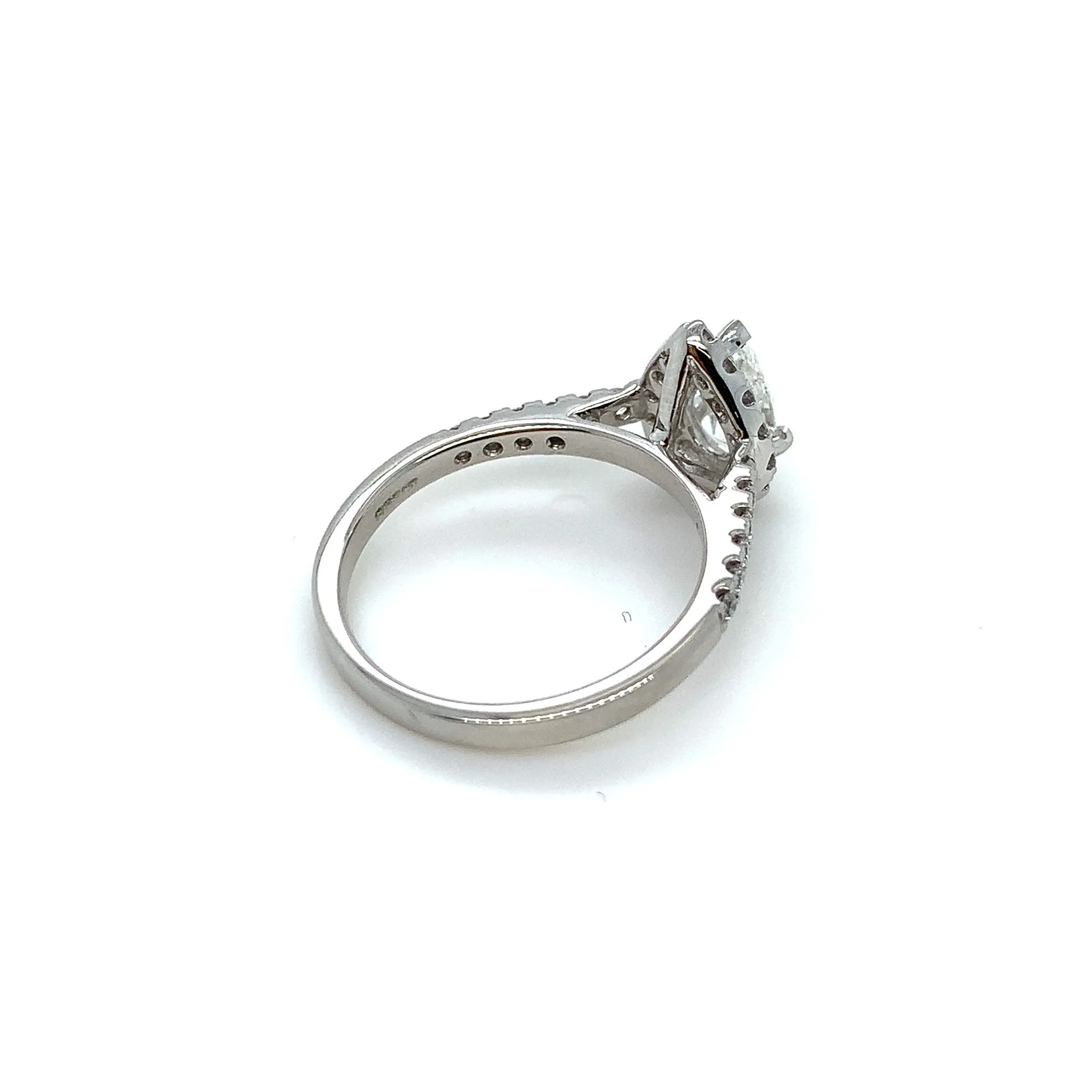 Platinum 0.60ct Pear Brilliant Cut Diamond Halo Ring