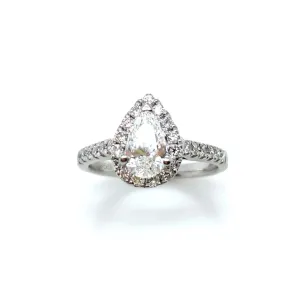 Platinum 0.60ct Pear Brilliant Cut Diamond Halo Ring