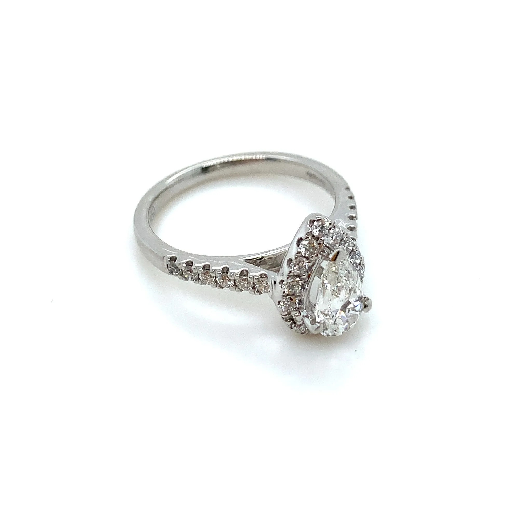 Platinum 0.60ct Pear Brilliant Cut Diamond Halo Ring