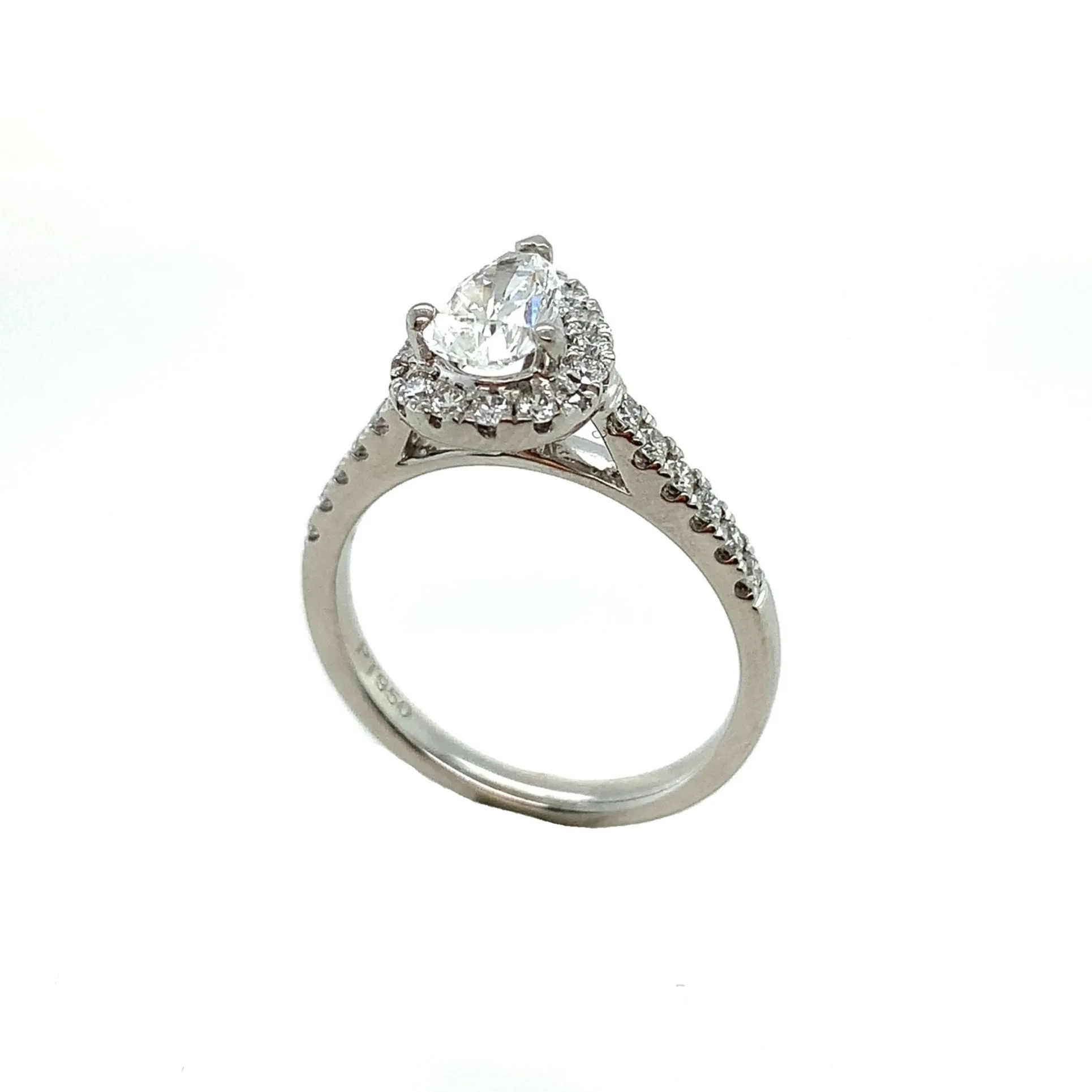 Platinum 0.60ct Pear Brilliant Cut Diamond Halo Ring