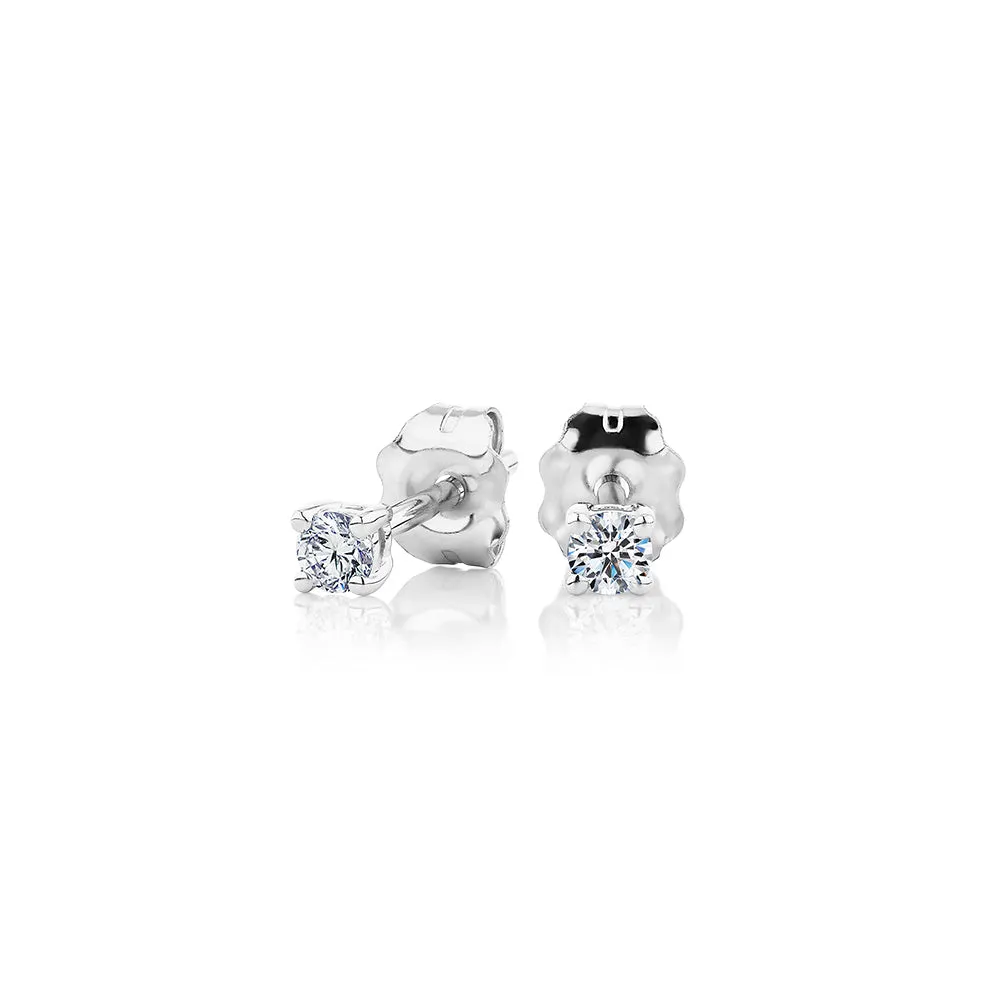 Premium Lab-Grown Diamond, 0.10 carat TW round brilliant stud earrings in 10 carat white gold