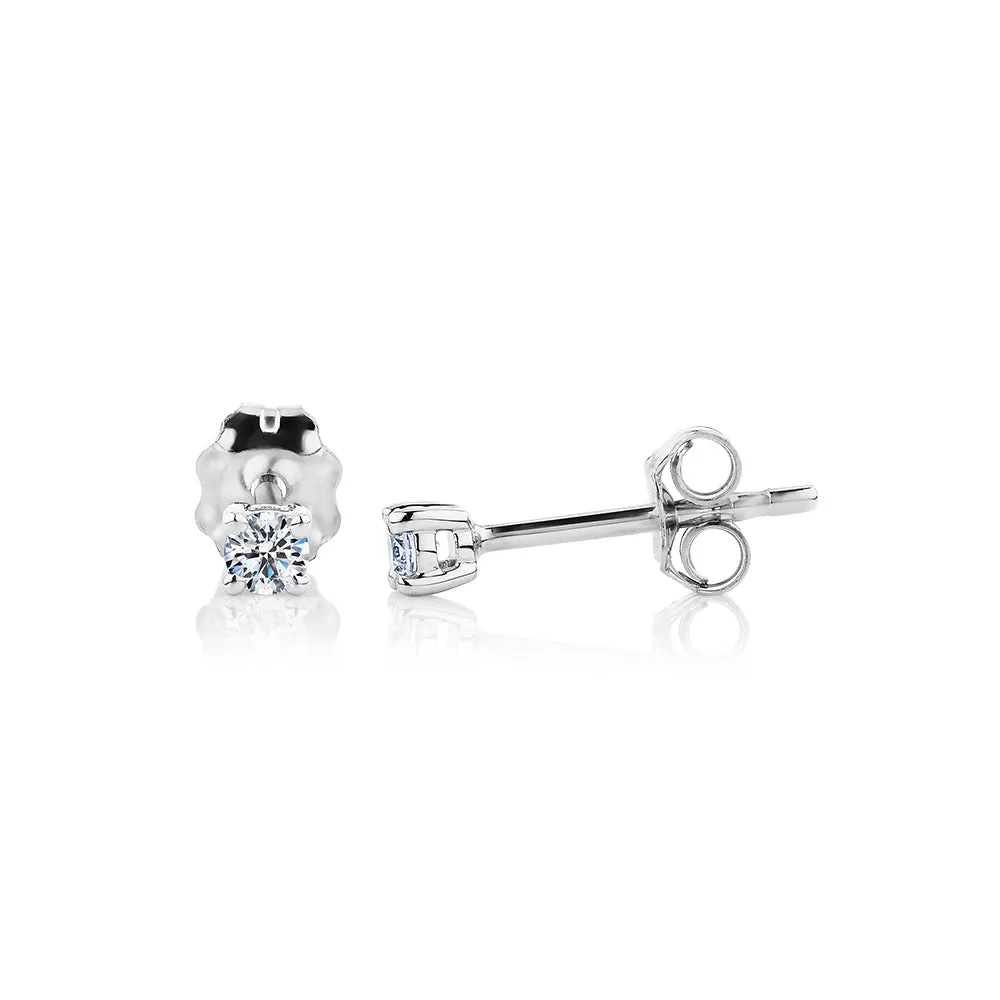 Premium Lab-Grown Diamond, 0.10 carat TW round brilliant stud earrings in 10 carat white gold