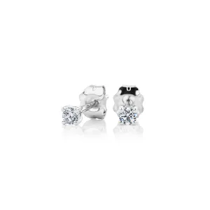 Premium Lab-Grown Diamond, 0.10 carat TW round brilliant stud earrings in 10 carat white gold
