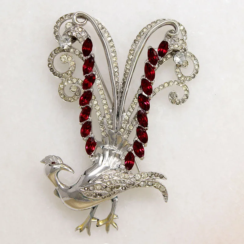 Proud Peacock Costume Brooch by Coro