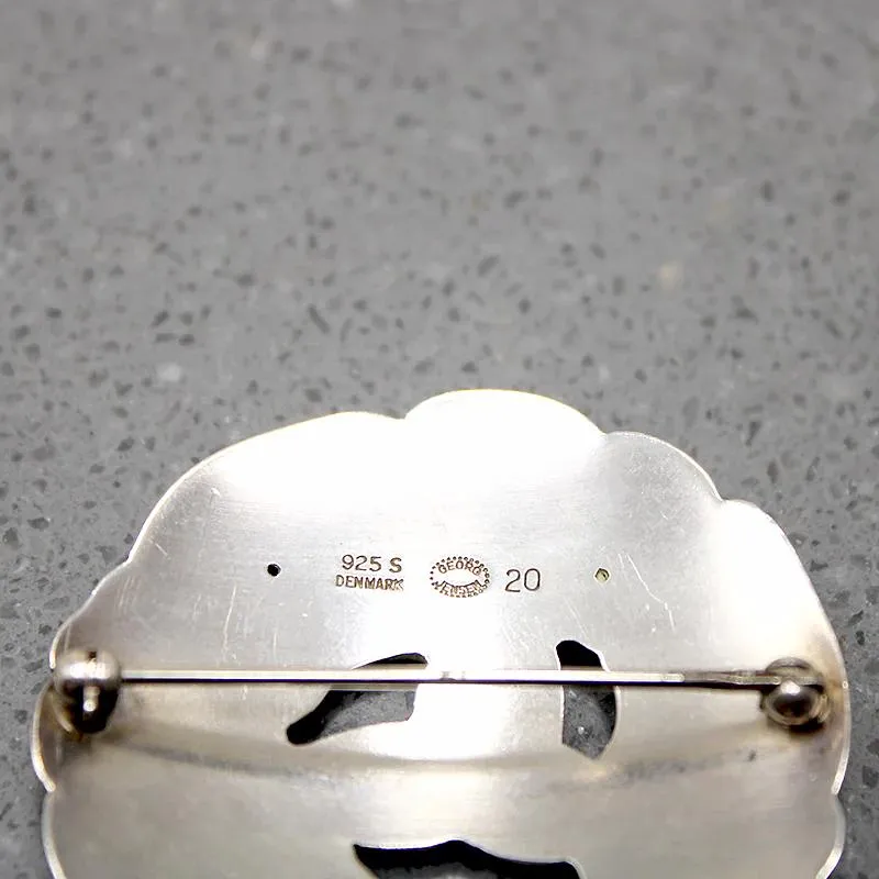 Rare Georg Jenson Design 20 Silver Leaves Brooch