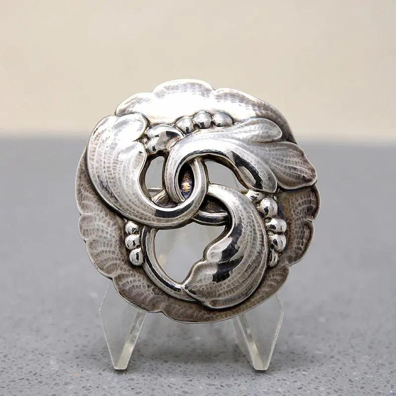 Rare Georg Jenson Design 20 Silver Leaves Brooch
