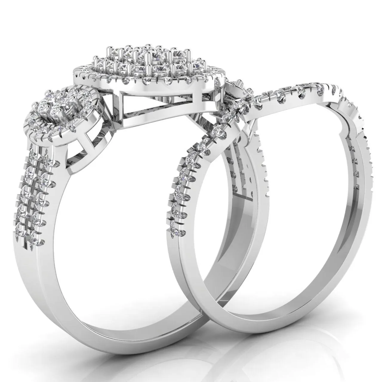 Regina Oval Cut Natural Diamond  Cluster Bride Set in 18K Gold