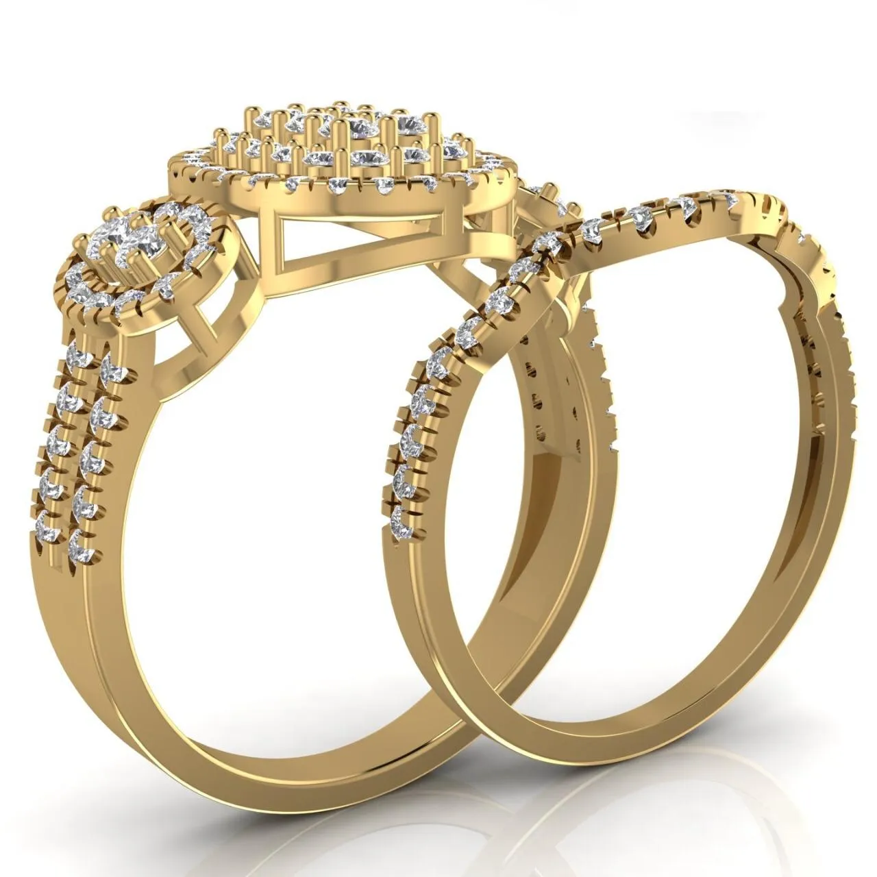 Regina Oval Cut Natural Diamond  Cluster Bride Set in 18K Gold