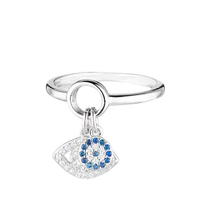 Rhodium plated 925 silver ring assembled with zirconium oxide