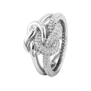 Rhodium plated 925 silver ring assembled with zirconium oxide