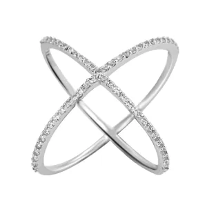 Rhodium plated 925 silver ring assembled with zirconium oxide