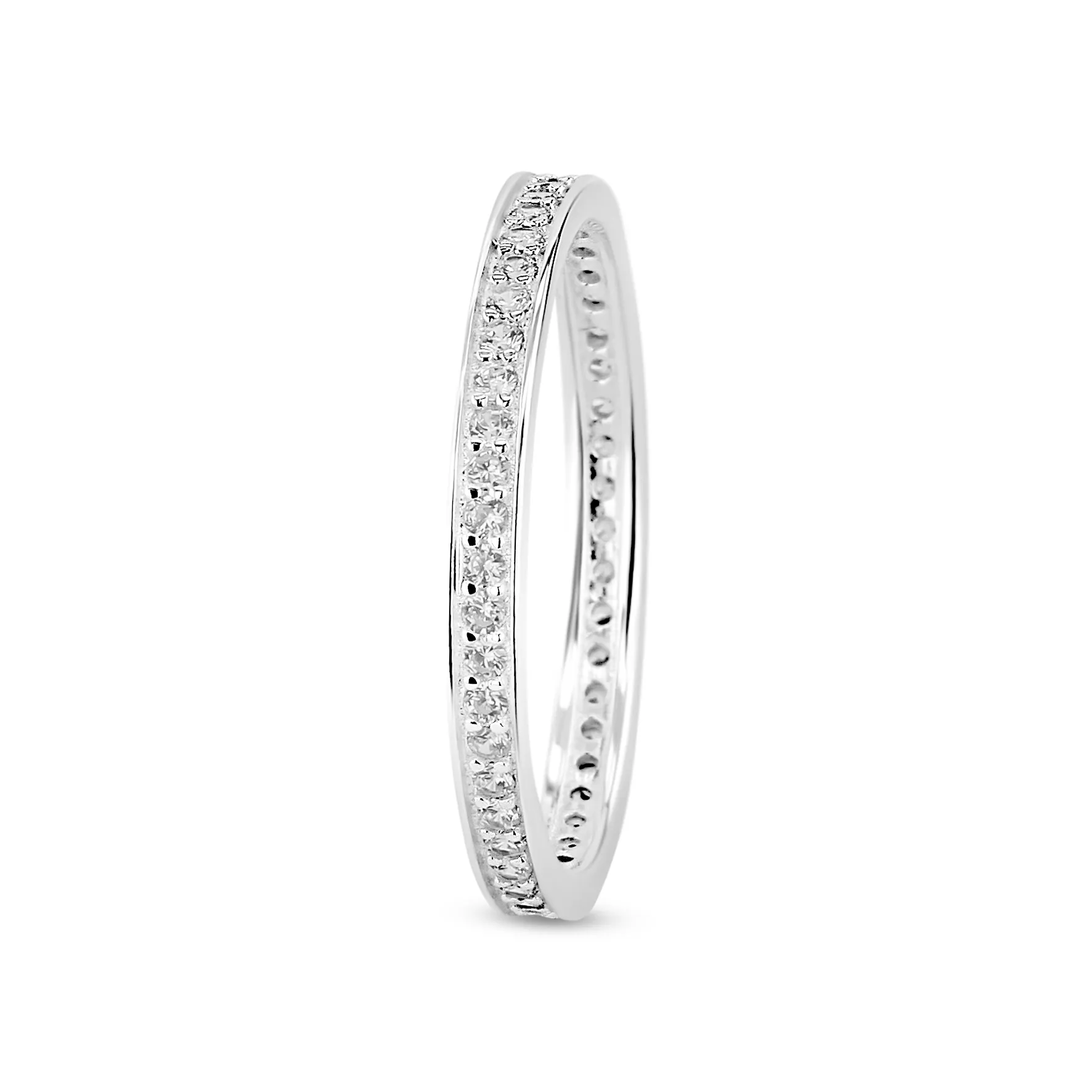 Rhodium plated 925 silver ring assembled with zirconium oxide