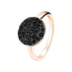 Ring in 925 silver, gilded with 18k rose gold and black gold, assembled with black zirconium oxide