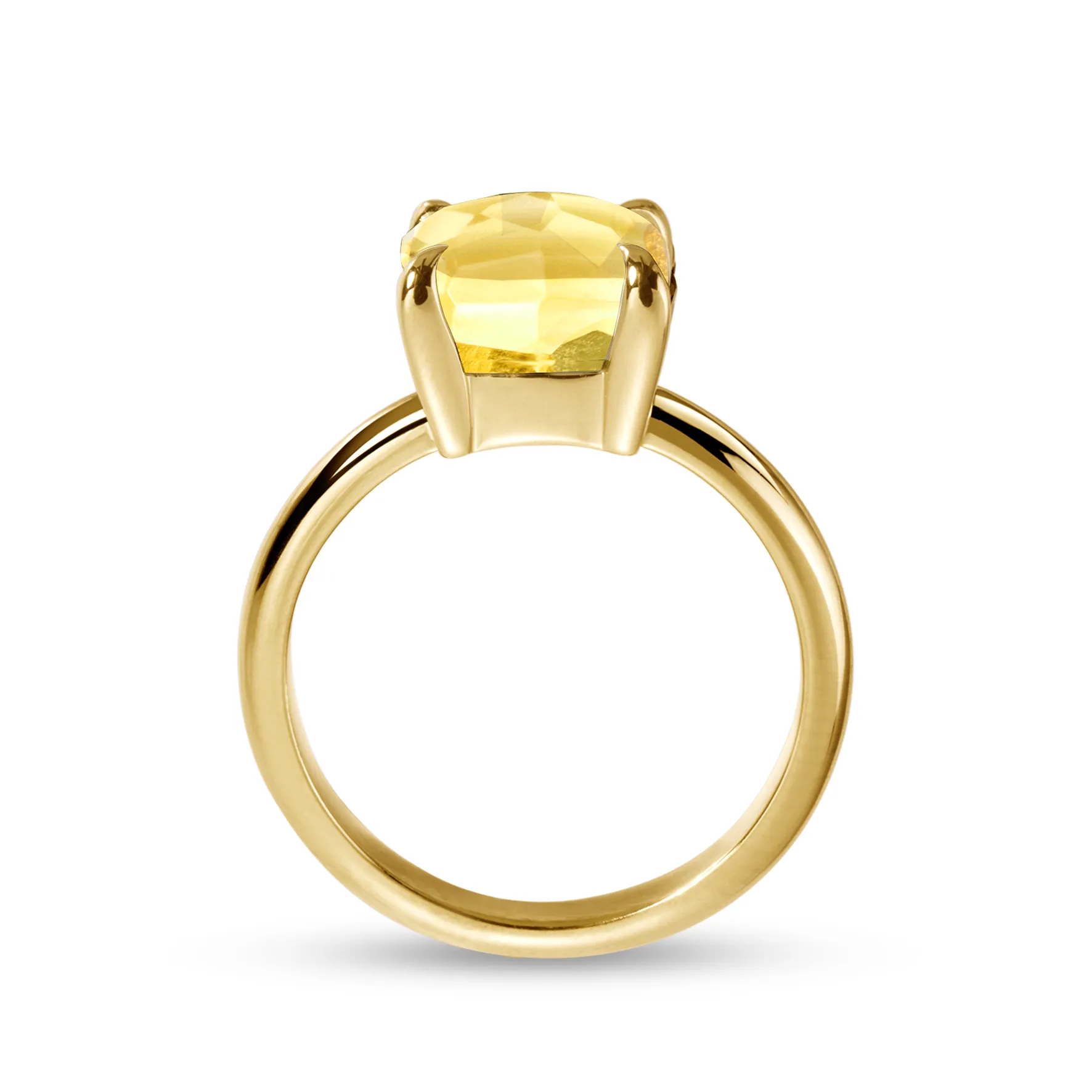 Ring in 925 Silver gilded with 18k yellow gold assembled with Lemon Quartz
