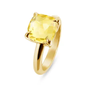 Ring in 925 Silver gilded with 18k yellow gold assembled with Lemon Quartz