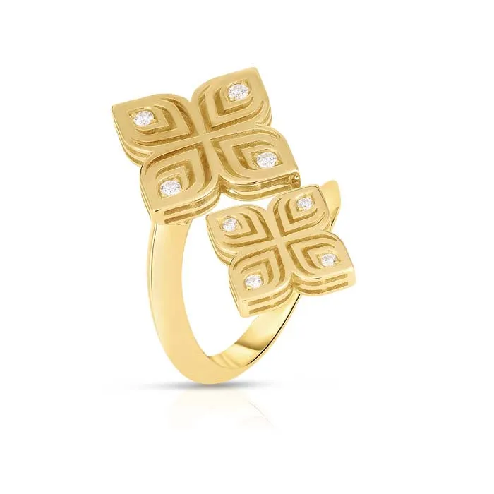 Roberto Coin .10CTW Diamond Arabesque Bypass Ring in 18K Yellow Gold