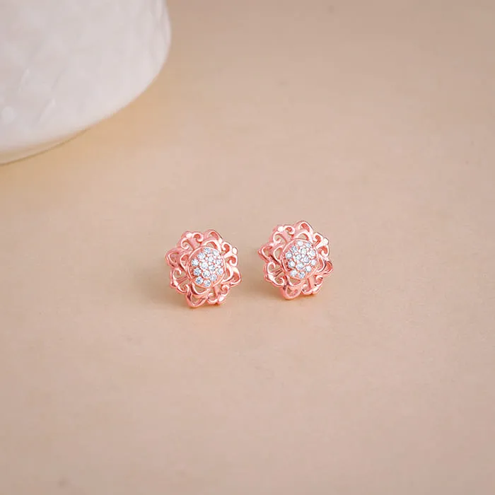 Rose Gold Bergenia Filigree Earrings