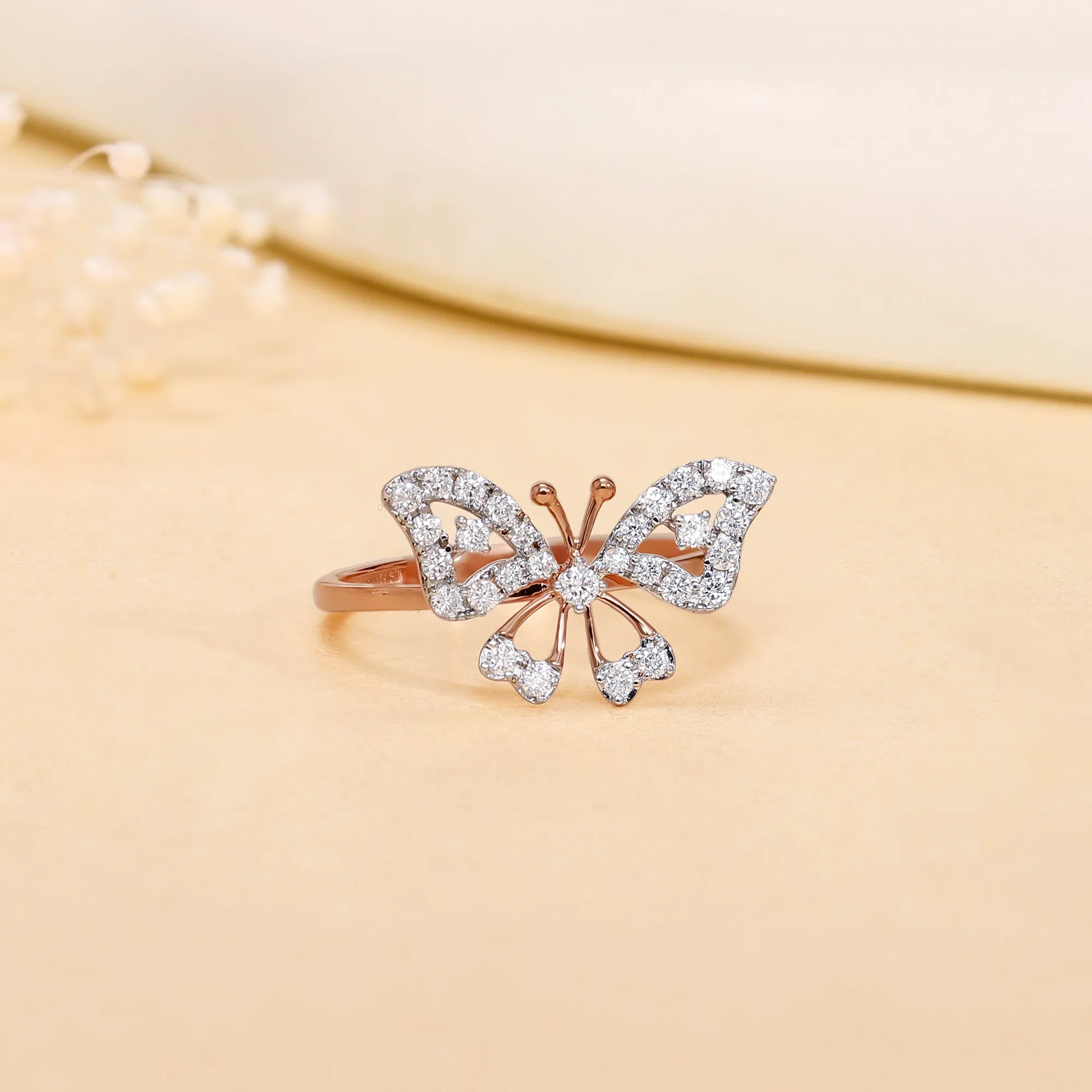 Rose Gold Butterfly Dreams Diamond Ring