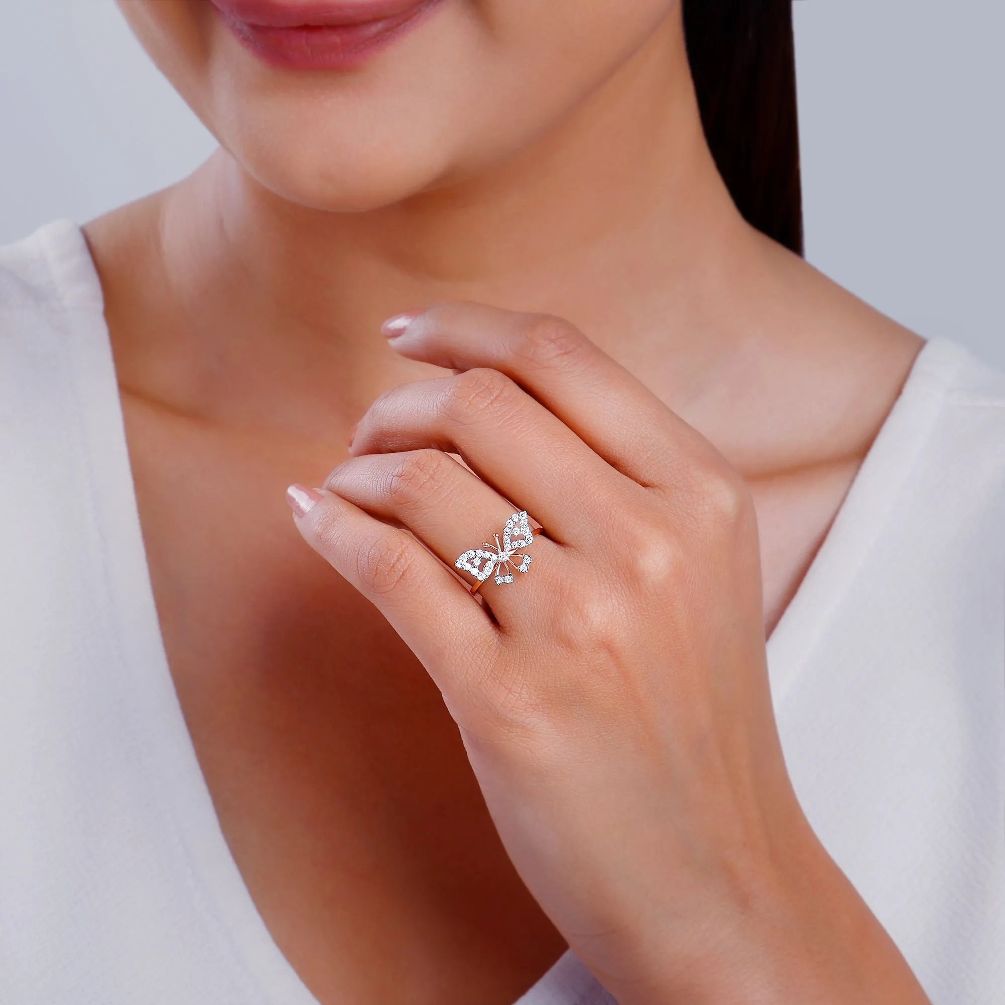 Rose Gold Butterfly Dreams Diamond Ring