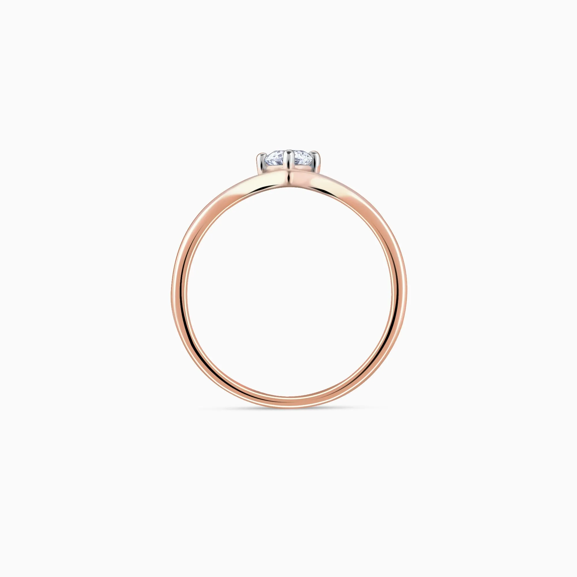 Rose Gold Opal Solitaire Diamond Ring