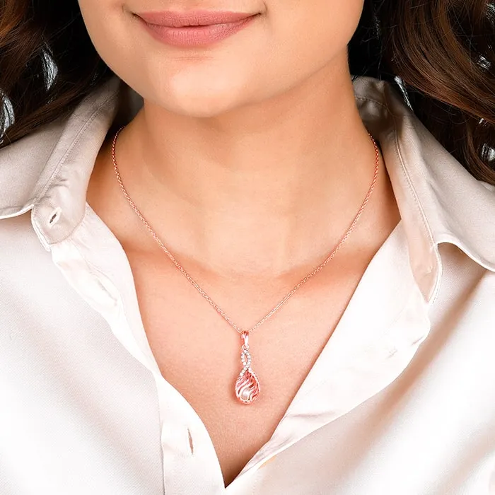 Rose Gold Pious Love Pendant With Link Chain