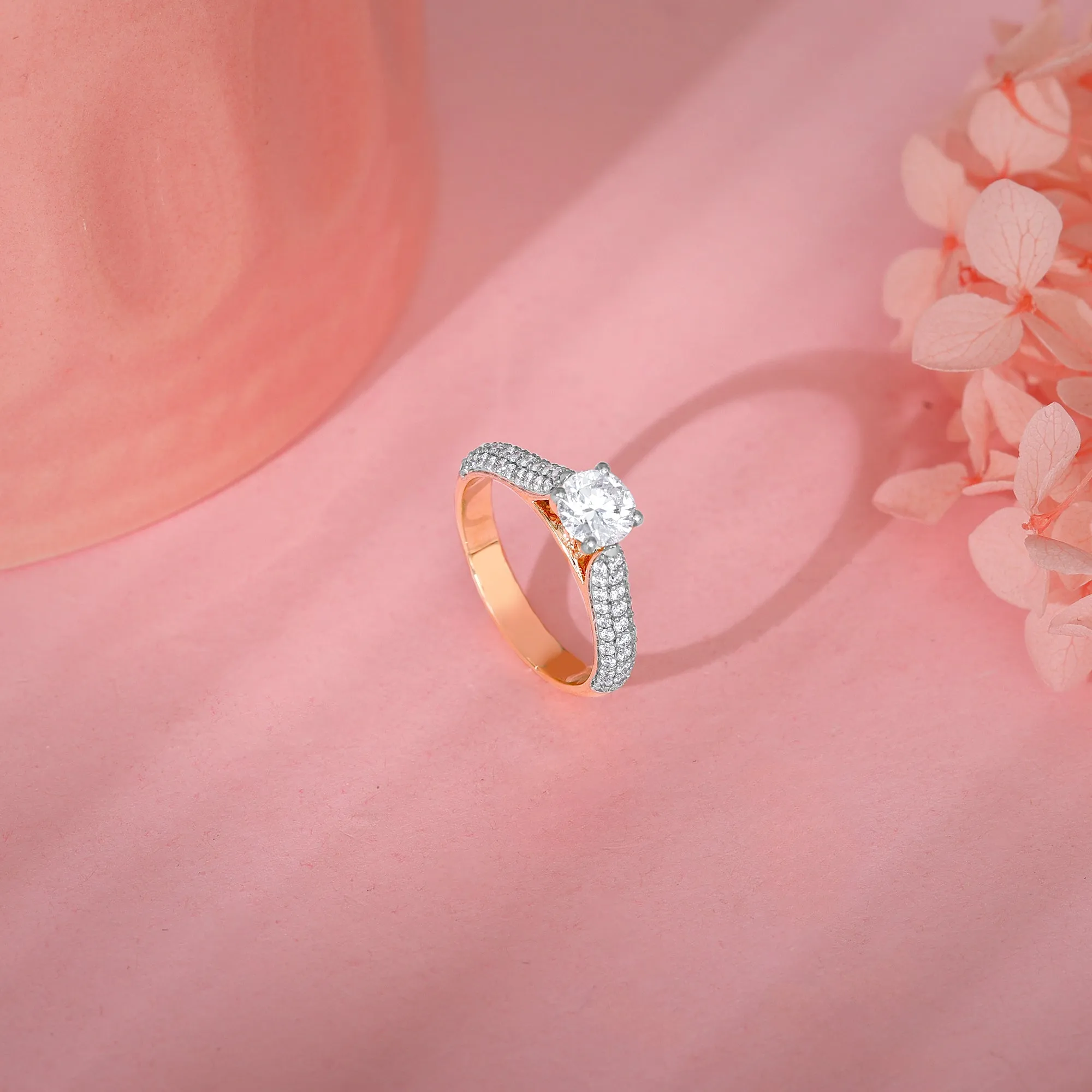 Rose Gold Solitaire Meraki Diamond Ring