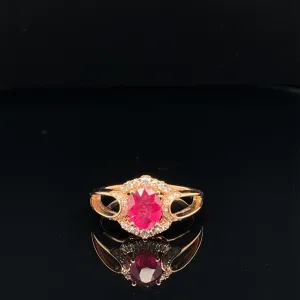 Ruby & Diamond Princess Crown Ring in 18k Rose Gold - (#36-HRRUB001356)