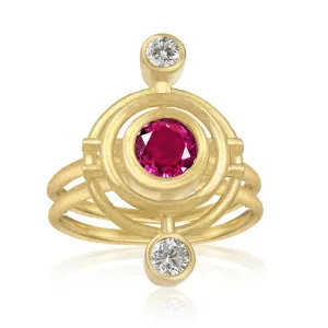Shimell & Madden Pink Sapphire White Diamond One of a Kind Double Circle Galaxy Ring