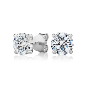 Signature Simulant Diamond 3.00 carat* TW round brilliant stud earrings in 14 carat white gold
