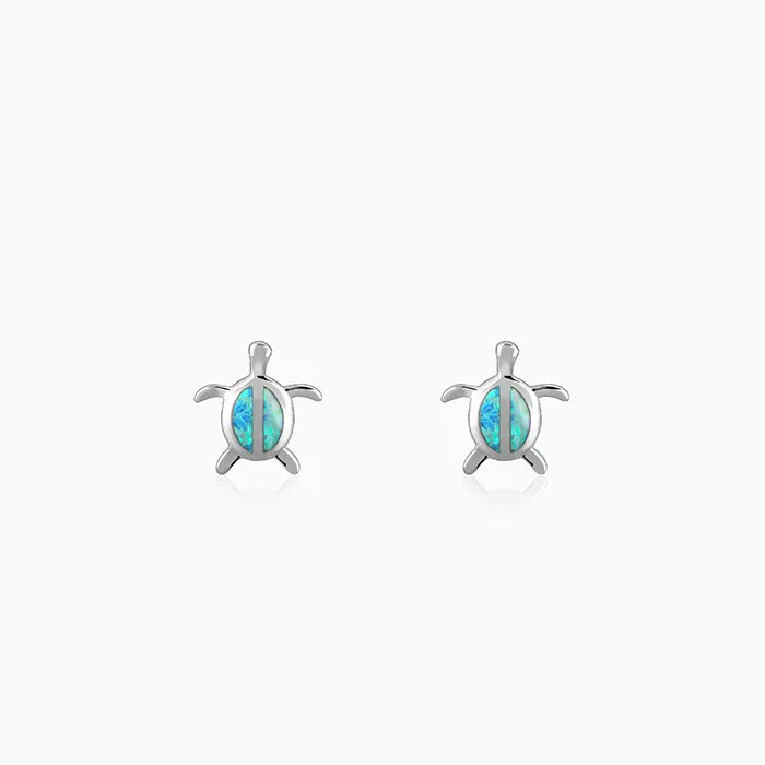 Silver Blue Turtle Studs