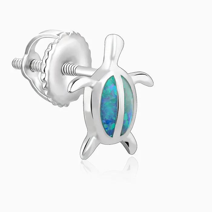 Silver Blue Turtle Studs