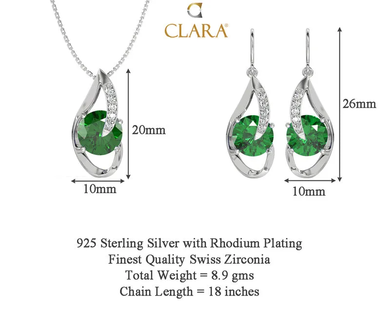 Silver Dark Green Eye Jewellery Set