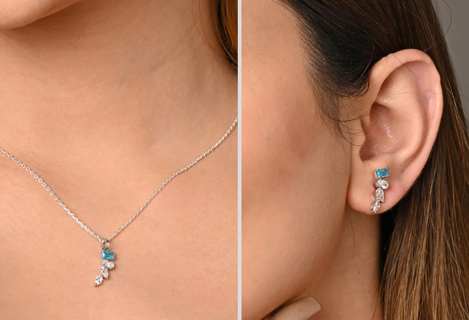 Silver diamente Jewellery Set