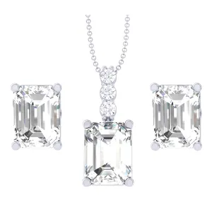 Silver Emerald Cut Solitaire Jewellery Set