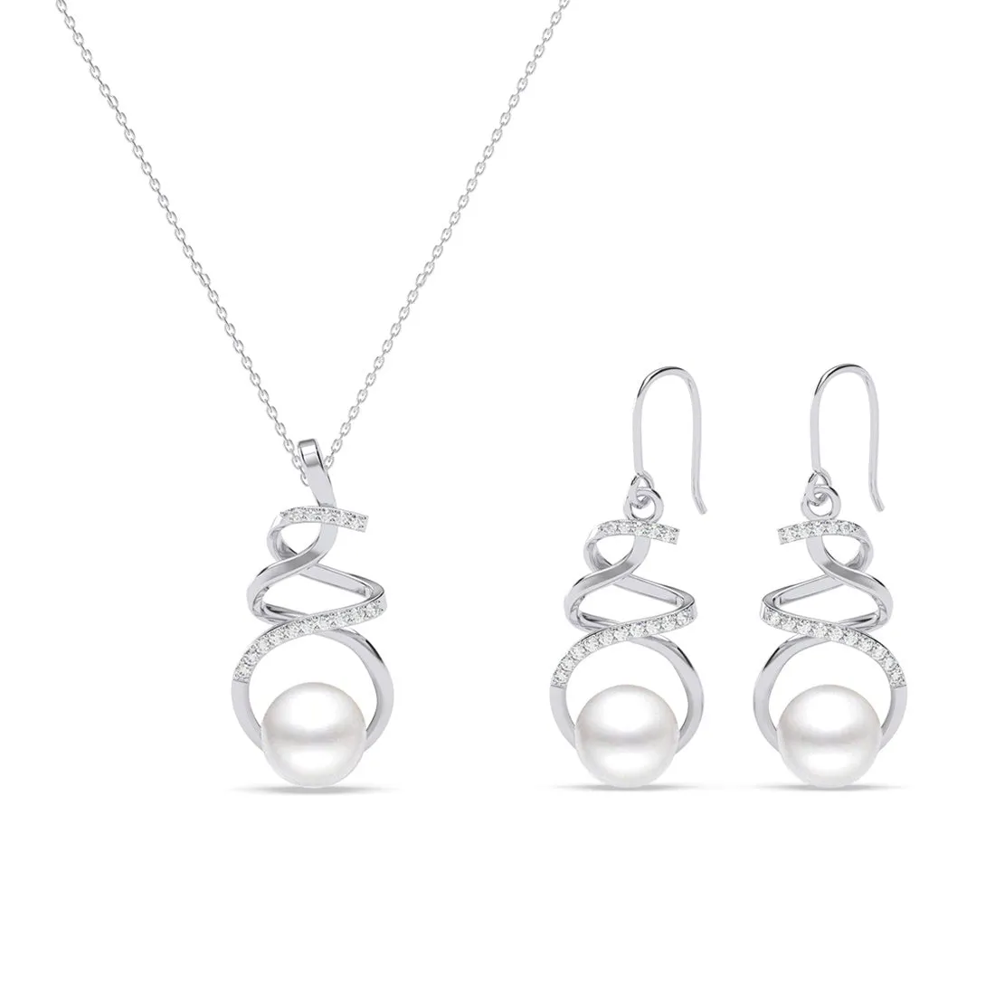 Silver Morsal Real Pearl Jewellery Set