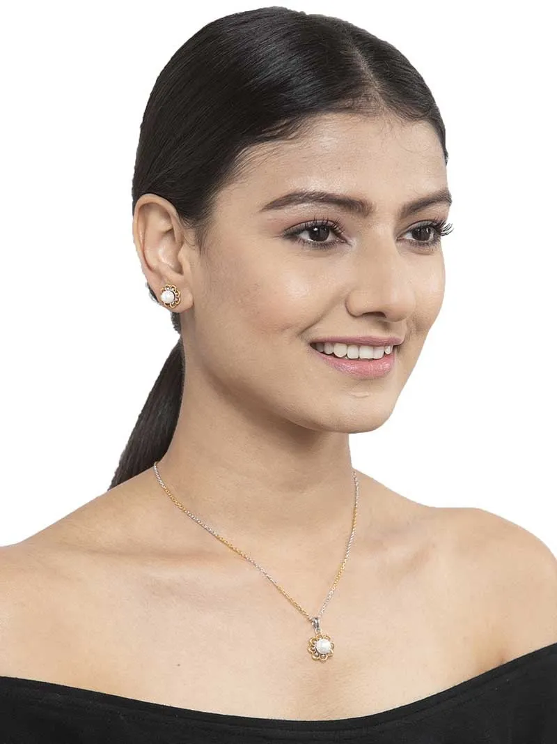 Silver Pearl Lotus Jewellery Set
