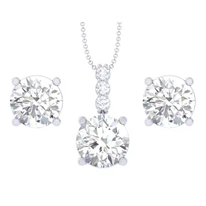 Silver Round Brilliant Solitaire Jewellery Set