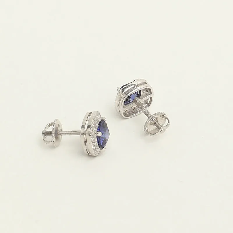 Silver Royal Blue Cushion Jewellery Set