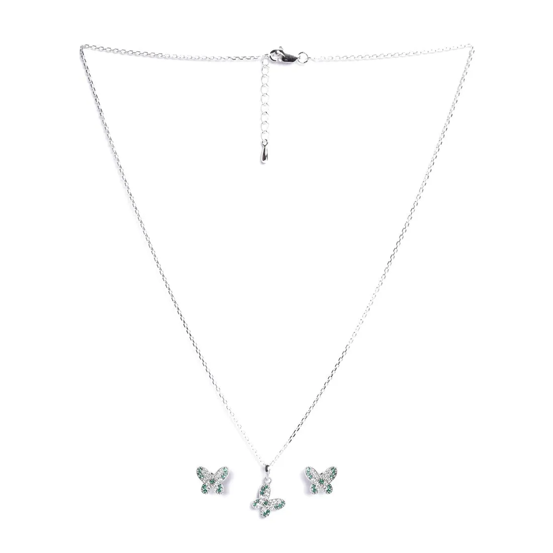 Silver Verde Butterfly Jewellery Set