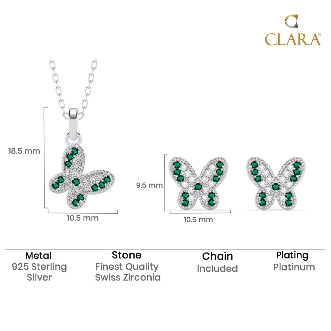 Silver Verde Butterfly Jewellery Set