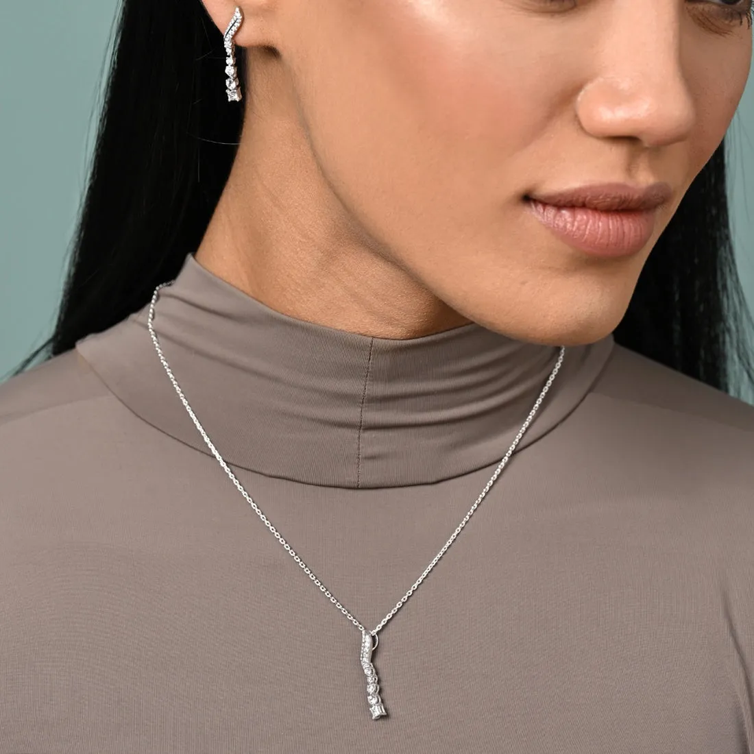 Silver Wave Jewellery Set