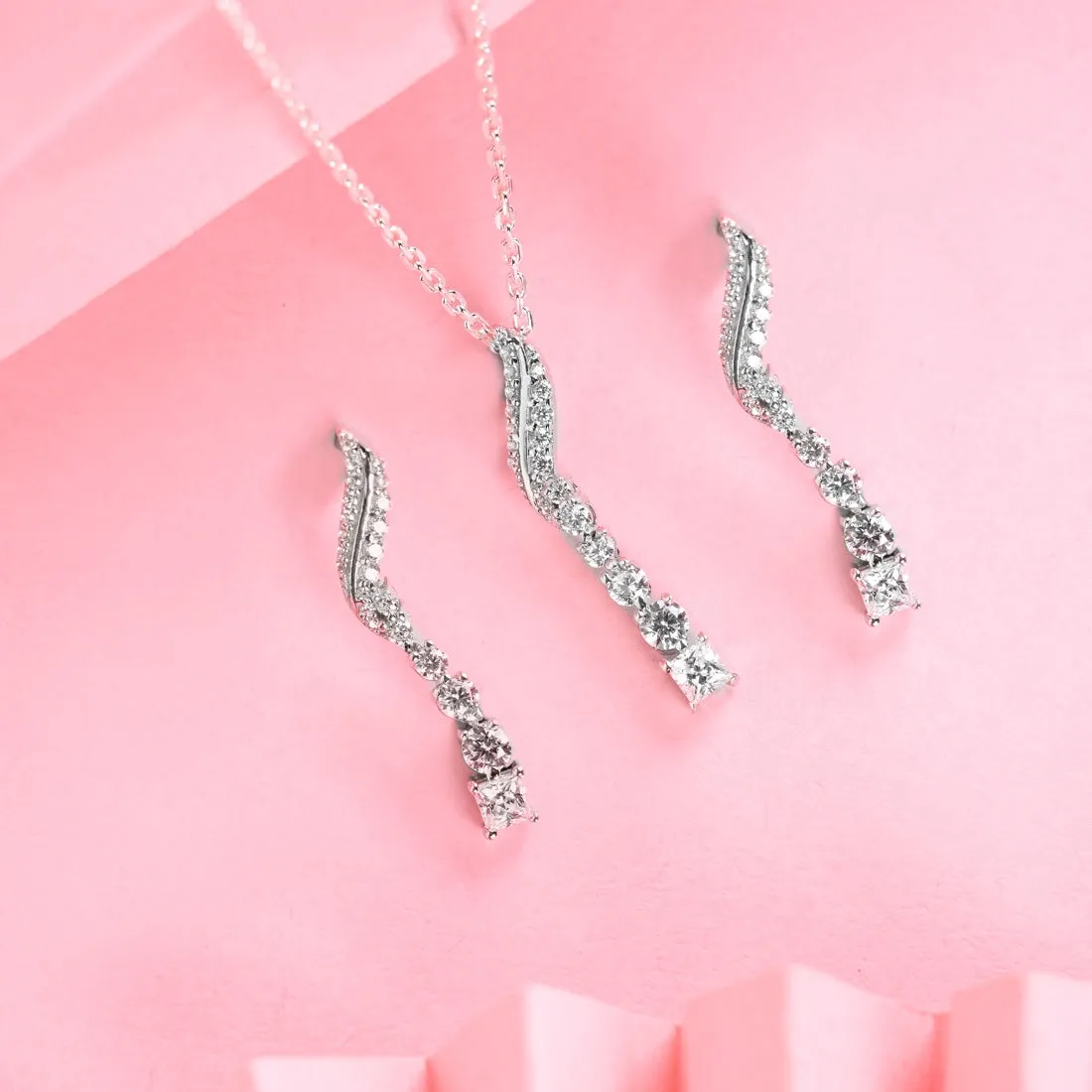 Silver Wave Jewellery Set