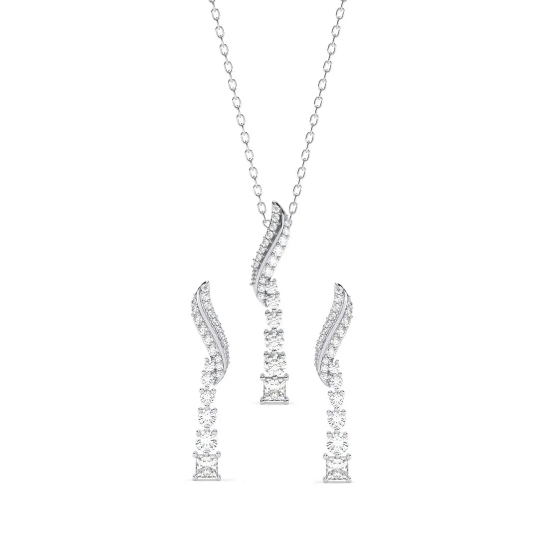 Silver Wave Jewellery Set