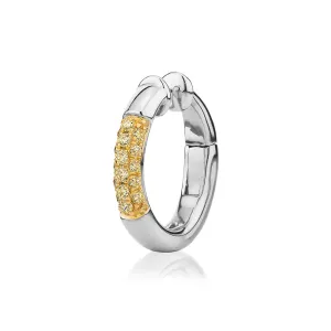 Single earring cuff with diamond simulants in 10 carat white gold and sterling silver