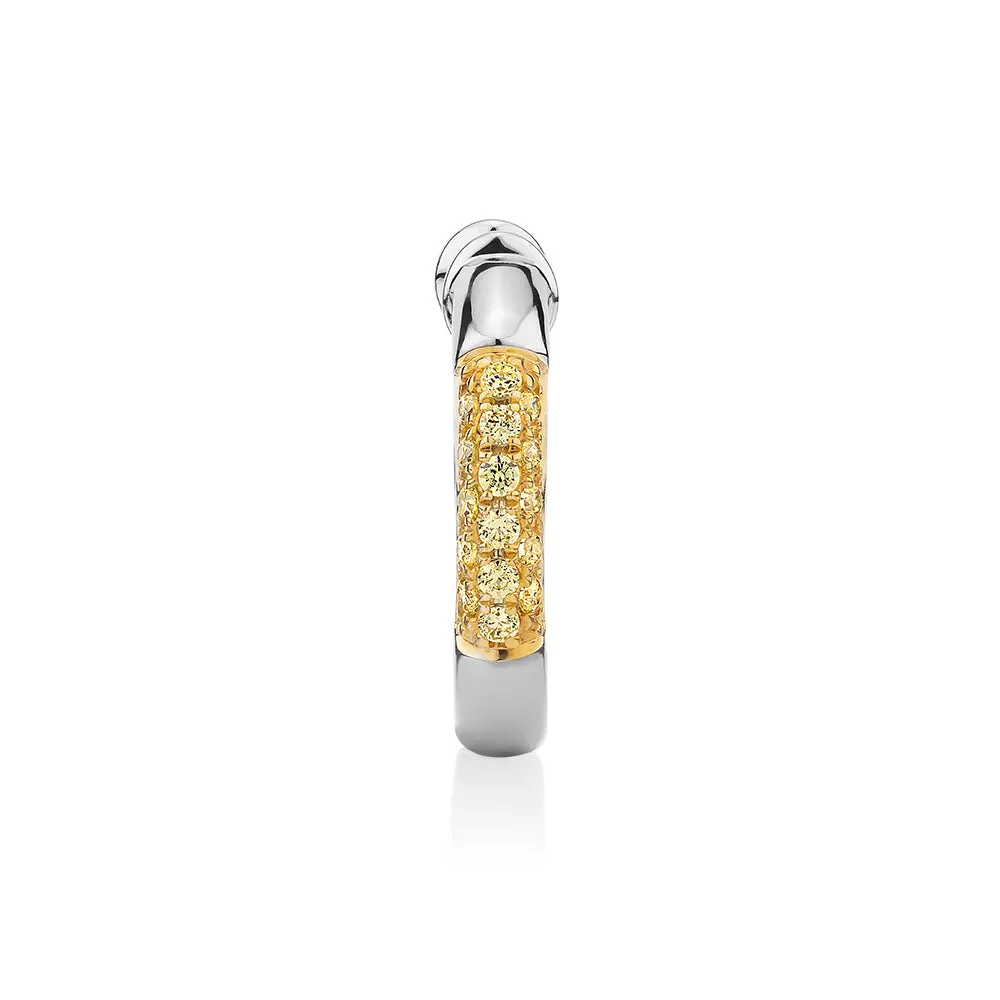 Single earring cuff with diamond simulants in 10 carat white gold and sterling silver