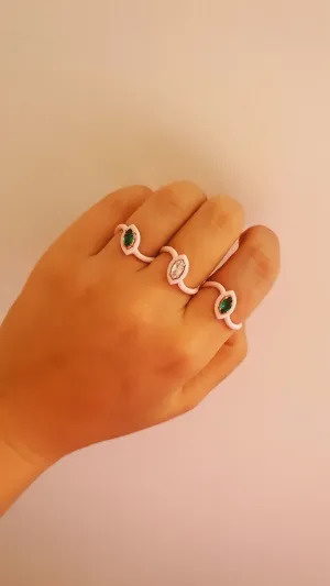 Soft Pink Iris Adjustable 3 Ring - 925 Sterling Silver